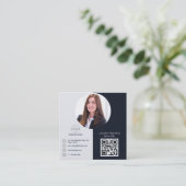 Professional Grey voeg uw foto QR Code toe Vierkante Visitekaartje (Staand voorkant)