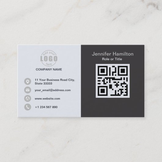 Professional Grey Voeg uw Logo QR Code toe Visitekaartje (Voorkant)