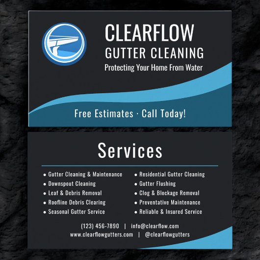 Professional Gutter Cleaning Service Company Visitekaartje
