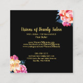 Professional Haarstylist Floral Pink Black Gold Vierkante Visitekaartje (Achterkant)