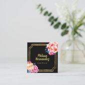 Professional Haarstylist Floral Pink Black Gold Vierkante Visitekaartje (Staand voorkant)