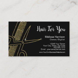 Professional Haarstylist Gold Glitter-schaar Visitekaartje