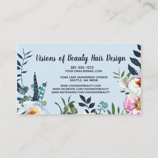 Professional Haarstylist Makeup Floral Pink Boho Visitekaartje (Achterkant)
