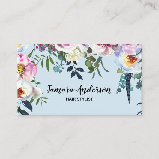 Professional Haarstylist Makeup Floral Pink Boho Visitekaartje (Voorkant)