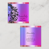 Professional Hair Salon Makeup Lash Paars Pink Vierkante Visitekaartje (Voorkant / Achterkant)