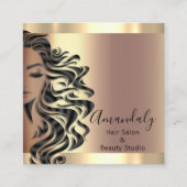 Professional Hair Salon Makeup Lash Roos Square Vierkante Visitekaartje (Voorkant)
