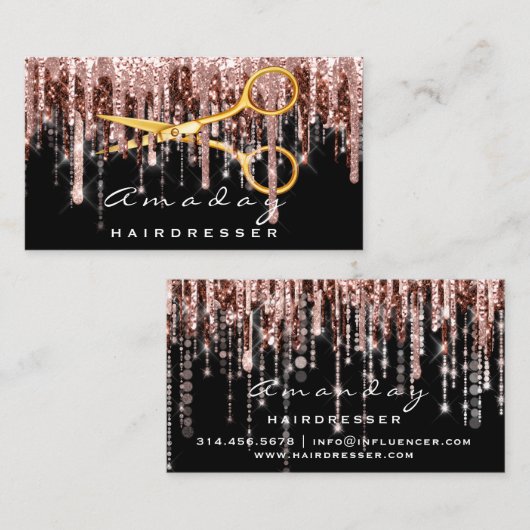 Professional Hairdresser Golden Scissors Black Visitekaartje (Voorkant / Achterkant)