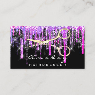 Professional Hairdresser Scissors Gold Hot Pink Visitekaartje