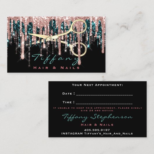 Professional Hairdresser Scissors Roos Black Gold Visitekaartje (Voorkant / Achterkant)