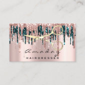 Professional Hairdresser Scissors Roos Blauwgroen  Visitekaartje (Voorkant)