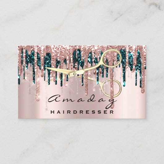 Professional Hairdresser Scissors Roos Blauwgroen  Visitekaartje (Voorkant)