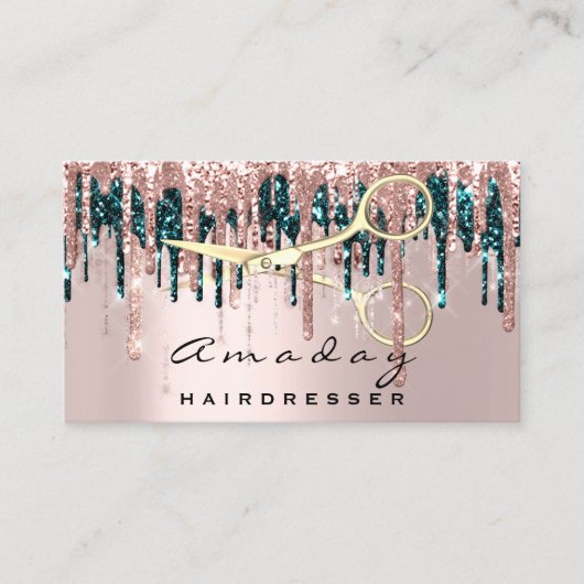 Professional Hairdresser Scissors Roos Drip Gold Visitekaartje (Voorkant)