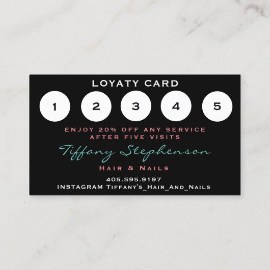 Professional Hairdresser Scissors Roos Loyalty Visitekaartje (Achterkant)