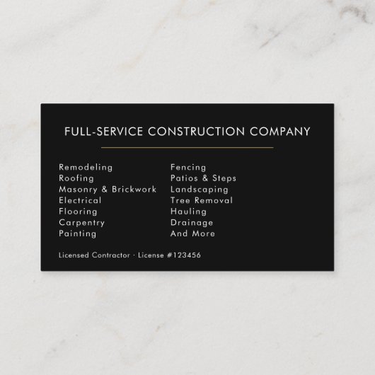 Professional Handyman & Builder Visitekaartje (Achterkant)