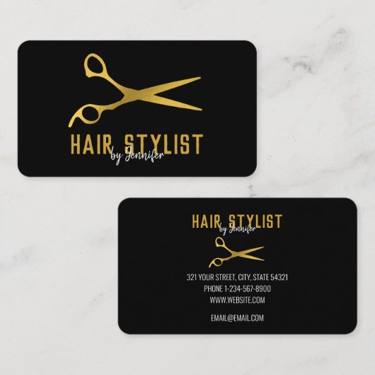 Professional-hare-stylist en Salon-Visitekaartje Visitekaartje (Voorkant / Achterkant)