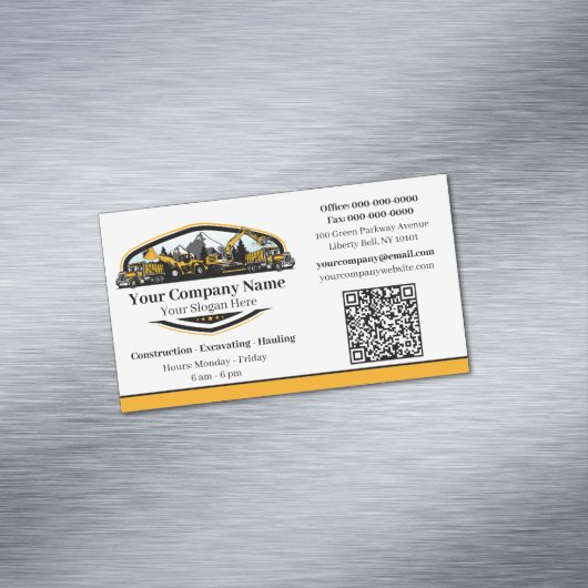 Professional Heavy Equipment Construction Company  Magnetisch Visitekaartje (Voorbeeld)