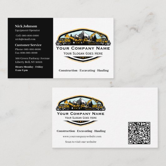Professional Heavy Equipment Construction Company  Visitekaartje (Voorkant / Achterkant)