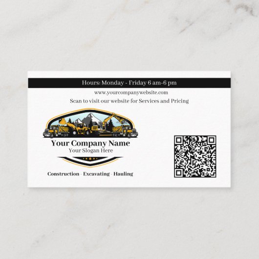 Professional Heavy Equipment Construction Company  Visitekaartje (Achterkant)