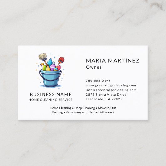 Professional Home Cleaning Maid Service Visitekaartje (Voorkant)