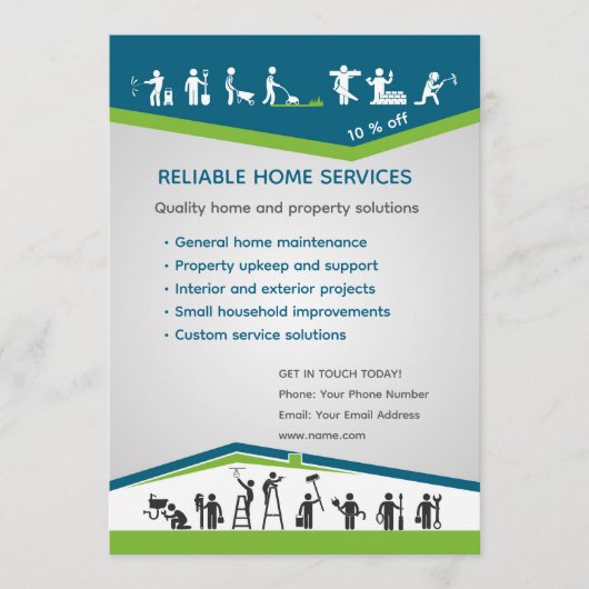 Professional Home Maintenance Flyer Template Kaart (Voorkant)