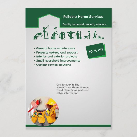 Professional Home Maintenance Flyer Template Kaart (Voorkant)