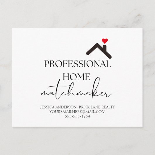 Professional Home Matchmaker Real Estate Briefkaart (Voorkant)