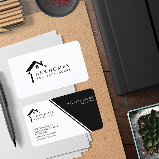 Professional Home Real Estate Agent Logo Black Visitekaartje