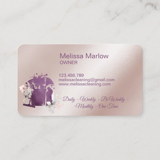 Professional House Cleaning Rose Gold Glitter Chic Visitekaartje (Achterkant)