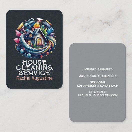 Professional House Cleaning Service Housekeeping Visitekaartje (Voorkant / Achterkant)