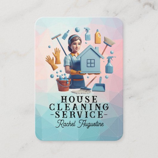 Professional House Cleaning Service Housekeeping Visitekaartje (Voorkant)