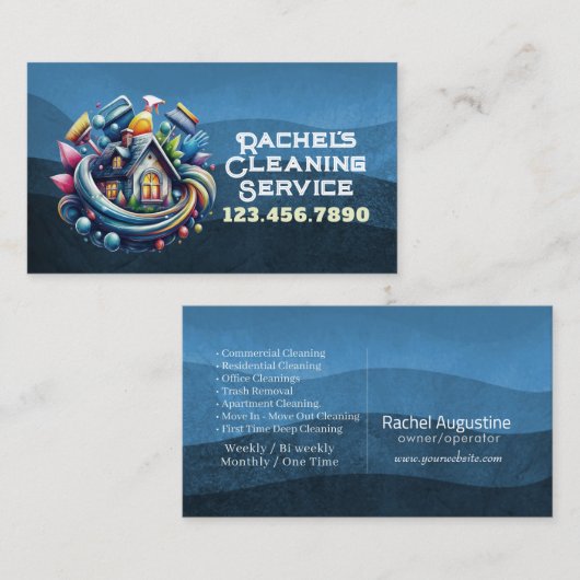 Professional House Cleaning Service Housekeeping Visitekaartje (Voorkant / Achterkant)