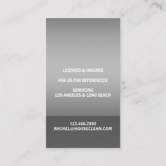 Professional House Cleaning Service Housekeeping Visitekaartje (Achterkant)