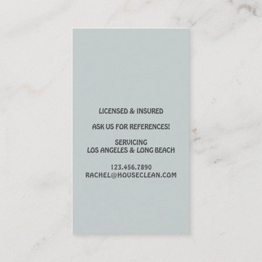 Professional House Cleaning Service Housekeeping Visitekaartje (Achterkant)