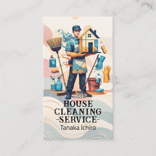 Professional House Cleaning Service Housekeeping Visitekaartje (Voorkant)