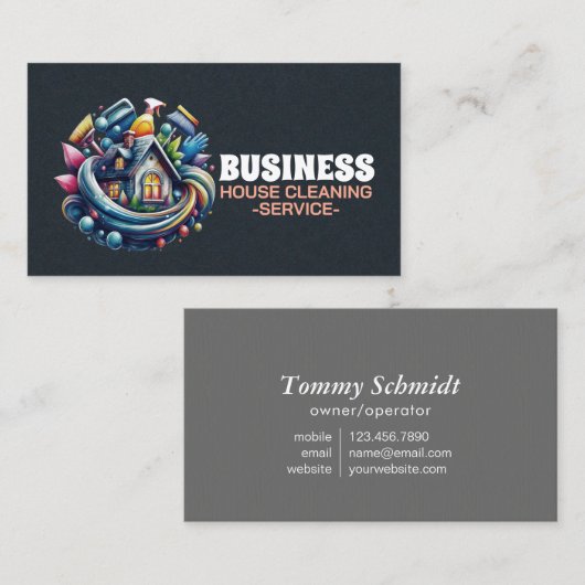Professional House Cleaning Service Housekeeping Visitekaartje (Voorkant / Achterkant)