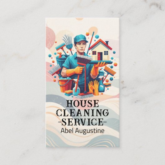 Professional House Cleaning Service Housekeeping Visitekaartje (Voorkant)