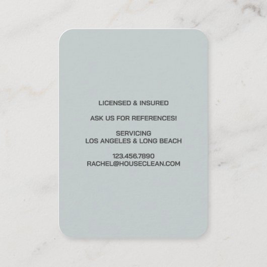 Professional House Cleaning Service Housekeeping Visitekaartje (Achterkant)