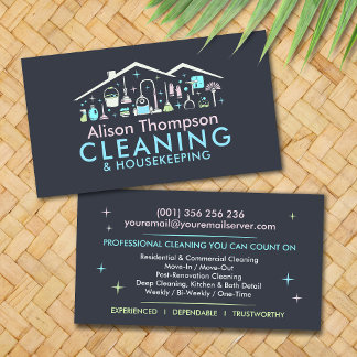 Professional House Cleaning Services Business Card Visitekaartje