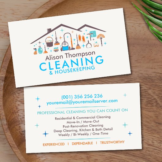 Professional House Cleaning Services Business Card Visitekaartje