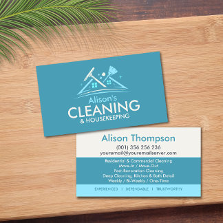 Professional House Cleaning Services Business Card Visitekaartje