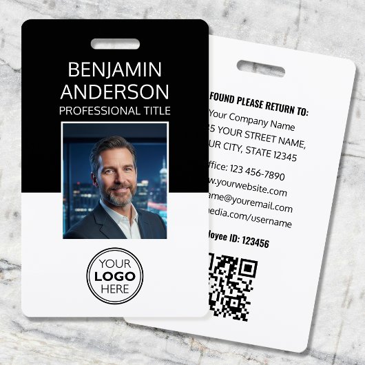 Professional ID Photo Logo Employee Staff Black Badge