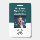 Professional ID Photo Logo Employee Staff Teal Badge (Voorzijde)