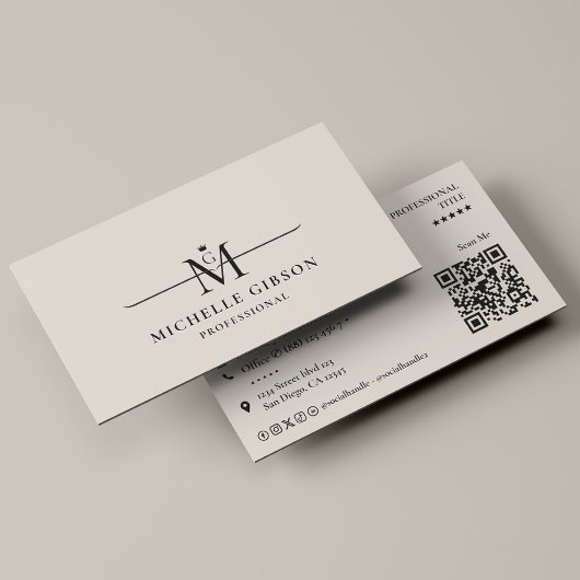 Professional Initial Crown Monogram Sand Marketing Visitekaartje