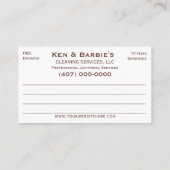 Professional Janitorial Cleaning Housekeeping Serv Visitekaartje (Achterkant)