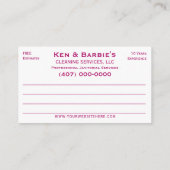 Professional Janitorial Cleaning Housekeeping Serv Visitekaartje (Achterkant)