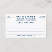 Professional Janitorial Cleaning Housekeeping Serv Visitekaartje (Achterkant)