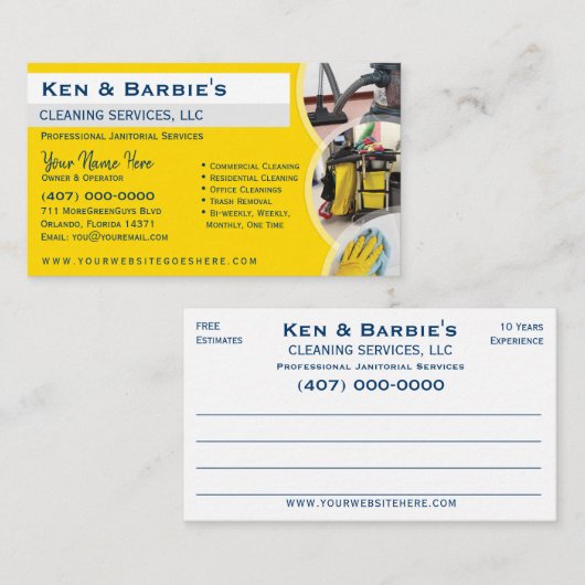 Professional Janitorial Cleaning Housekeeping Serv Visitekaartje (Voorkant / Achterkant)