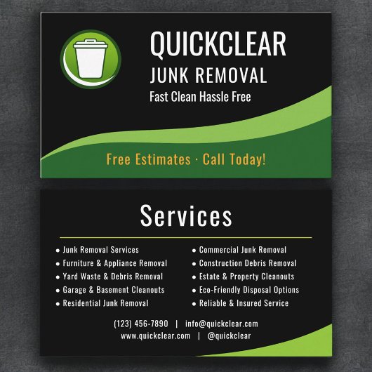 Professional Junk Removal Service Company Visitekaartje