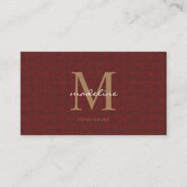 Professional Knit Tweed Red Maroon Gold Monogram Visitekaartje