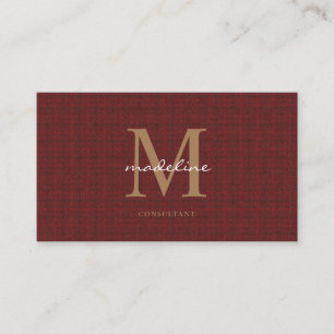 Professional Knit Tweed Red Maroon Gold Monogram Visitekaartje